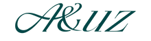 Elegant A&Suz logo in dark green cursive script on white background