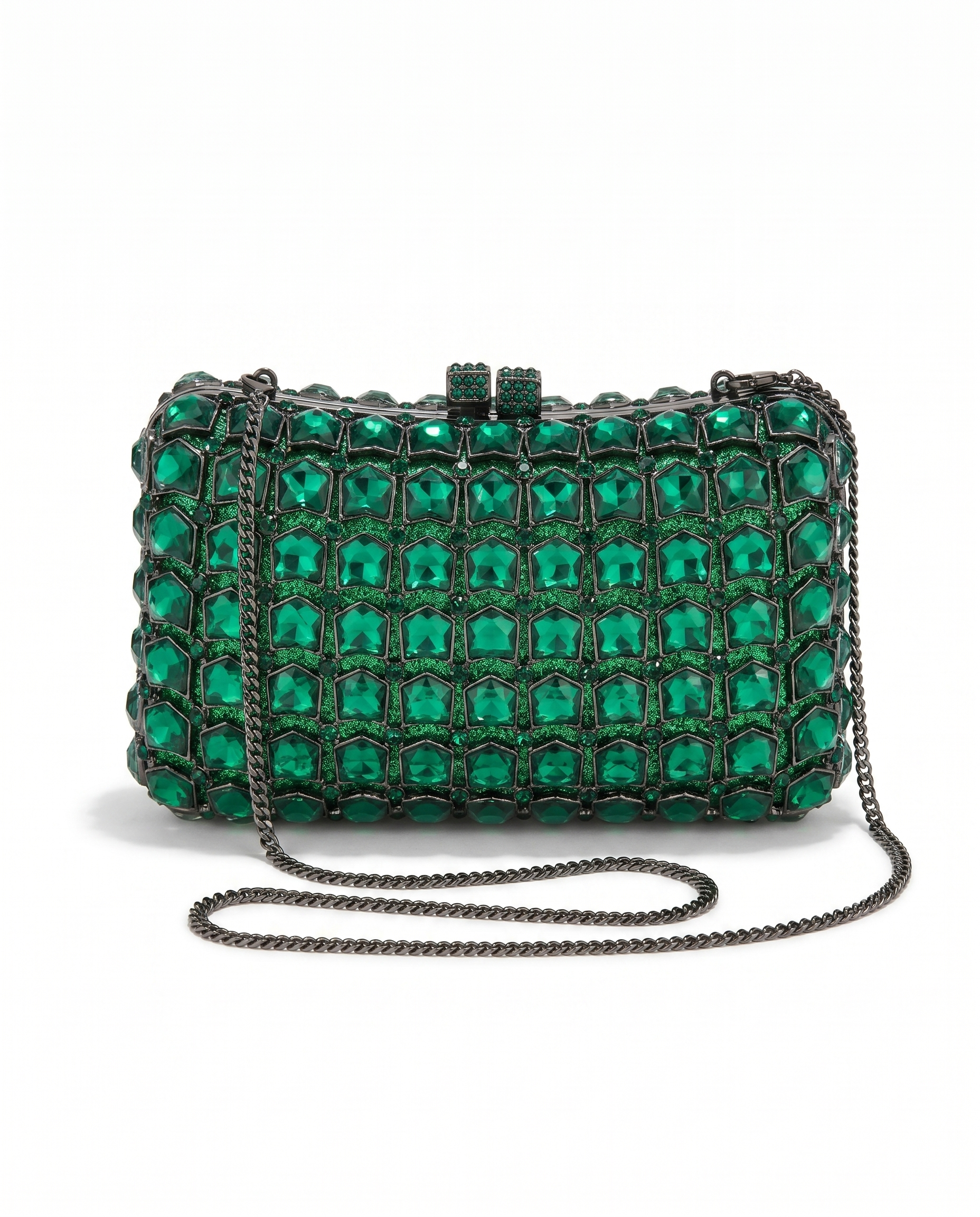 Emerald Grid Crystal Bag