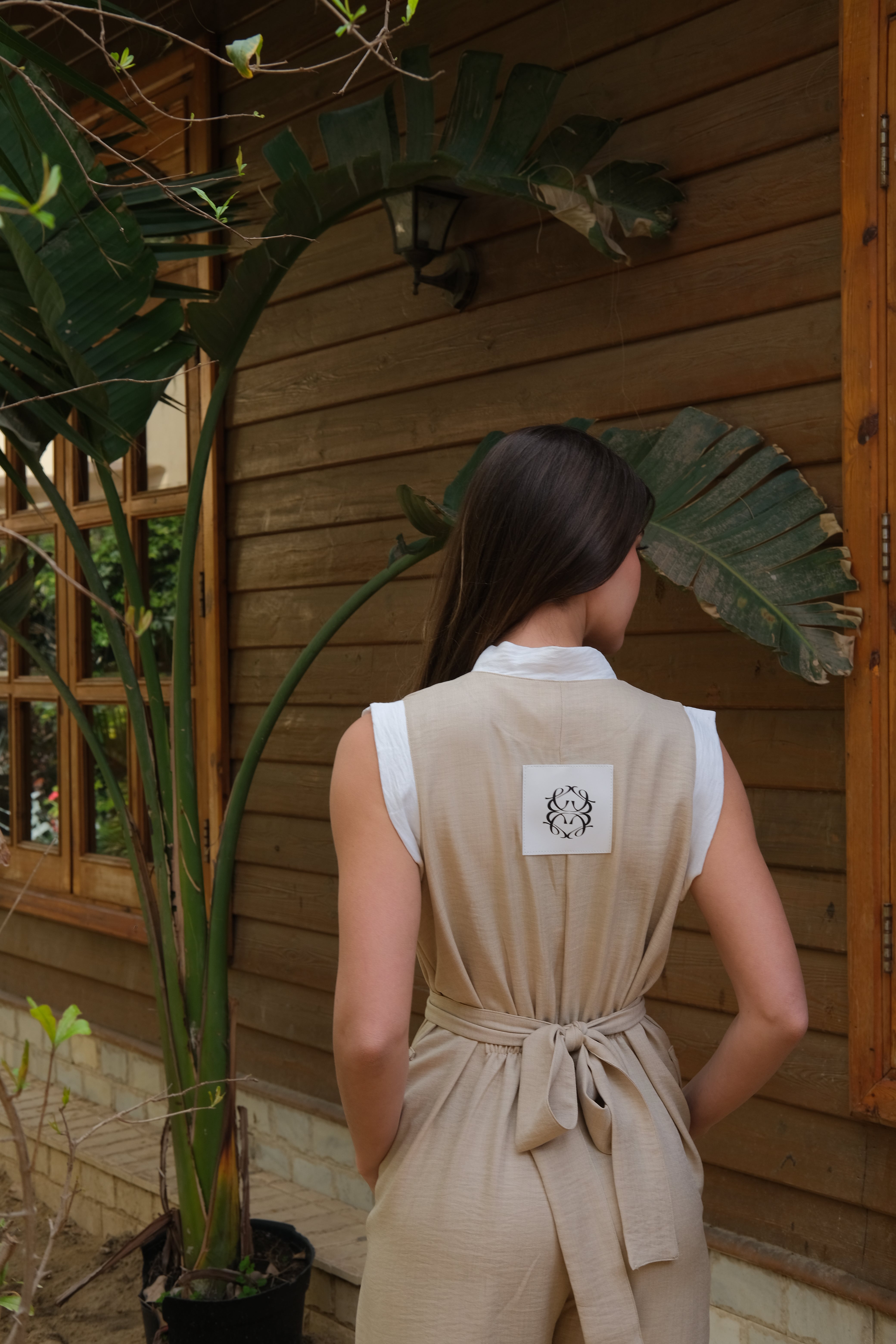 Linen Jumpsuit in Mocha