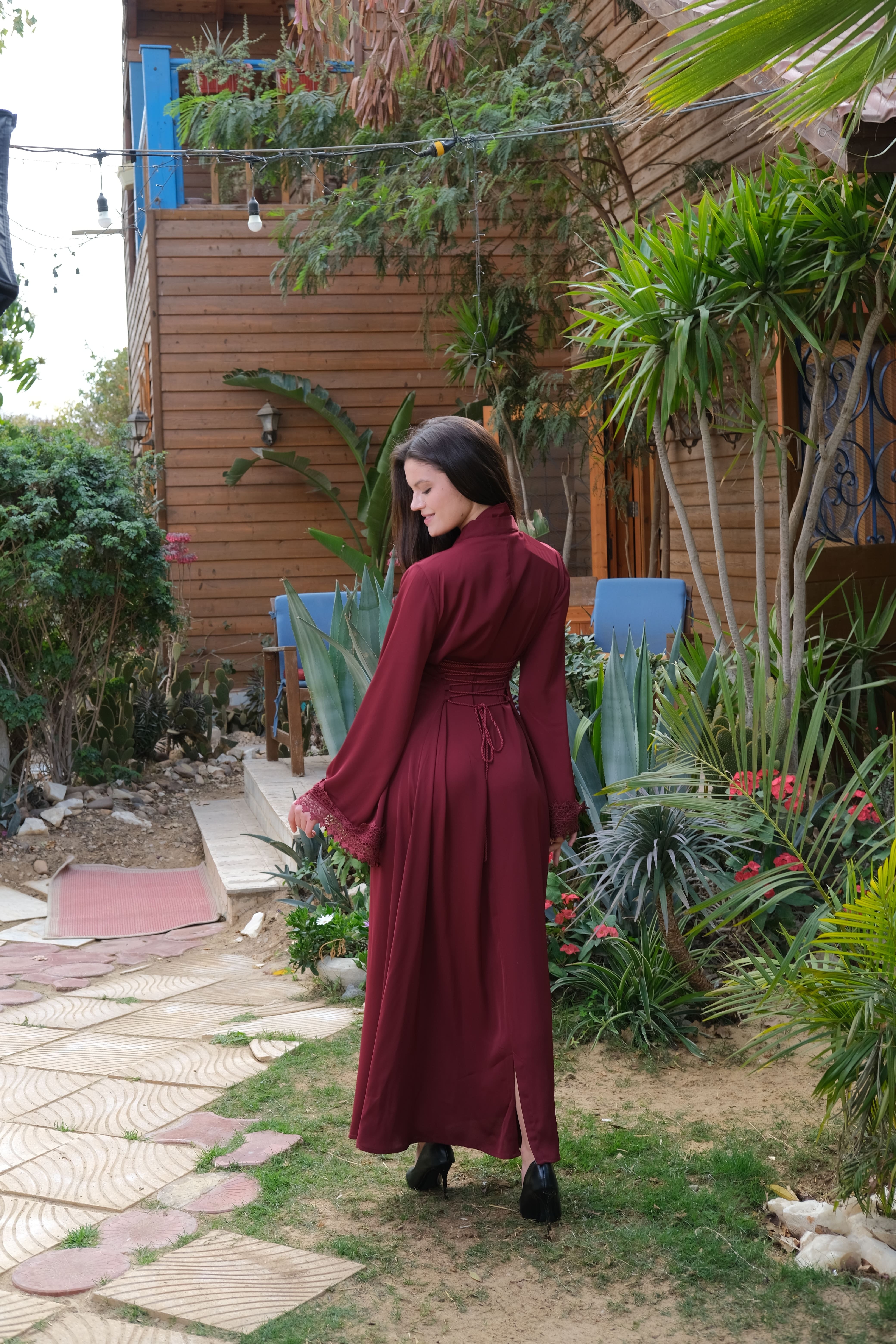 Silk Dress in Burgundy