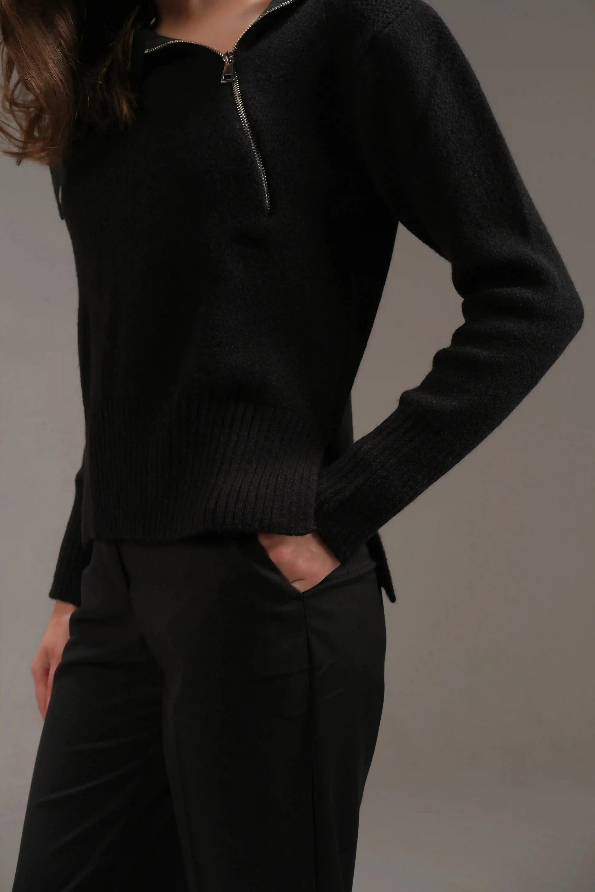 Knitted Cotton Top in Black - A&Suz