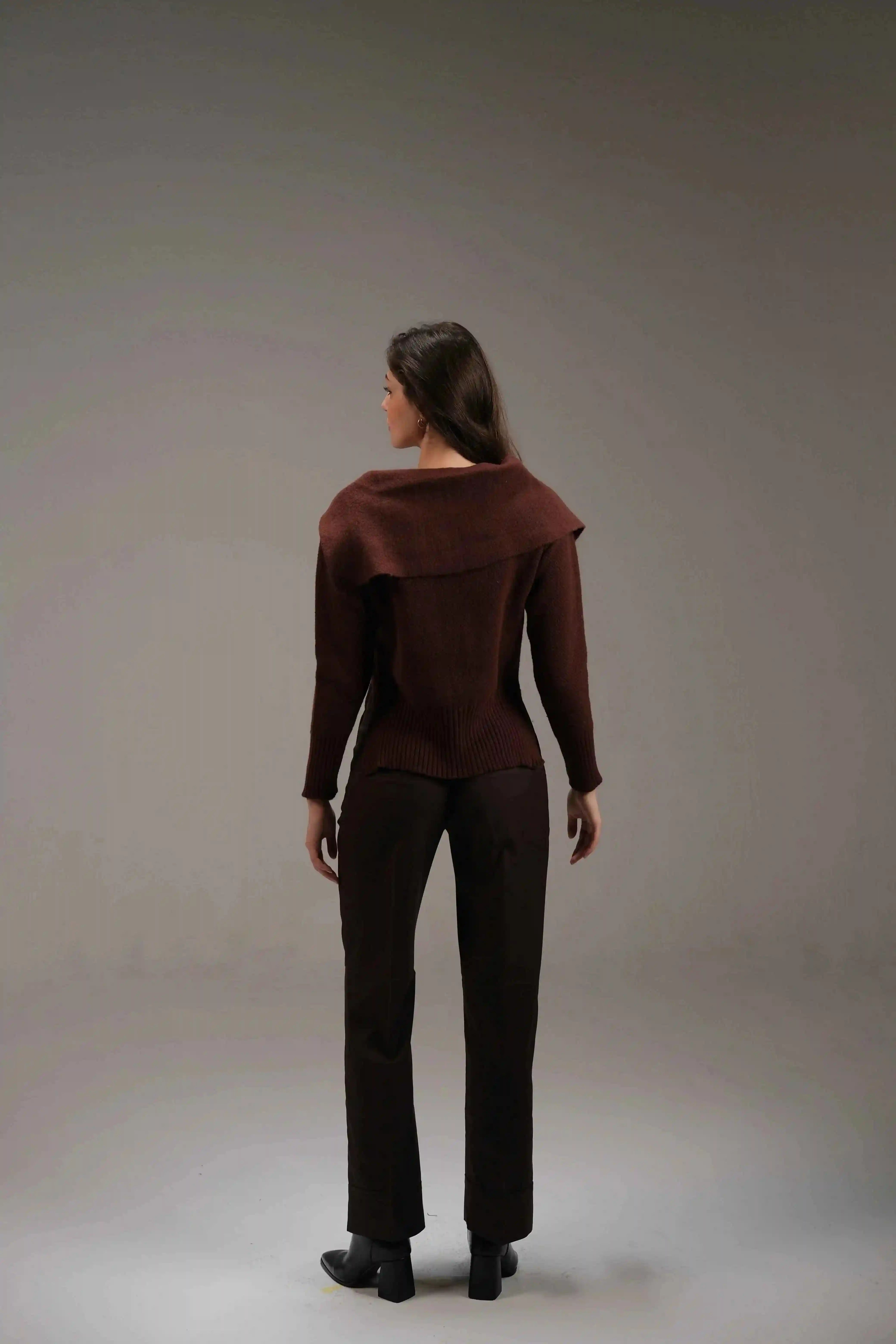 Knitted Cotton Top in Brown - A&Suz
