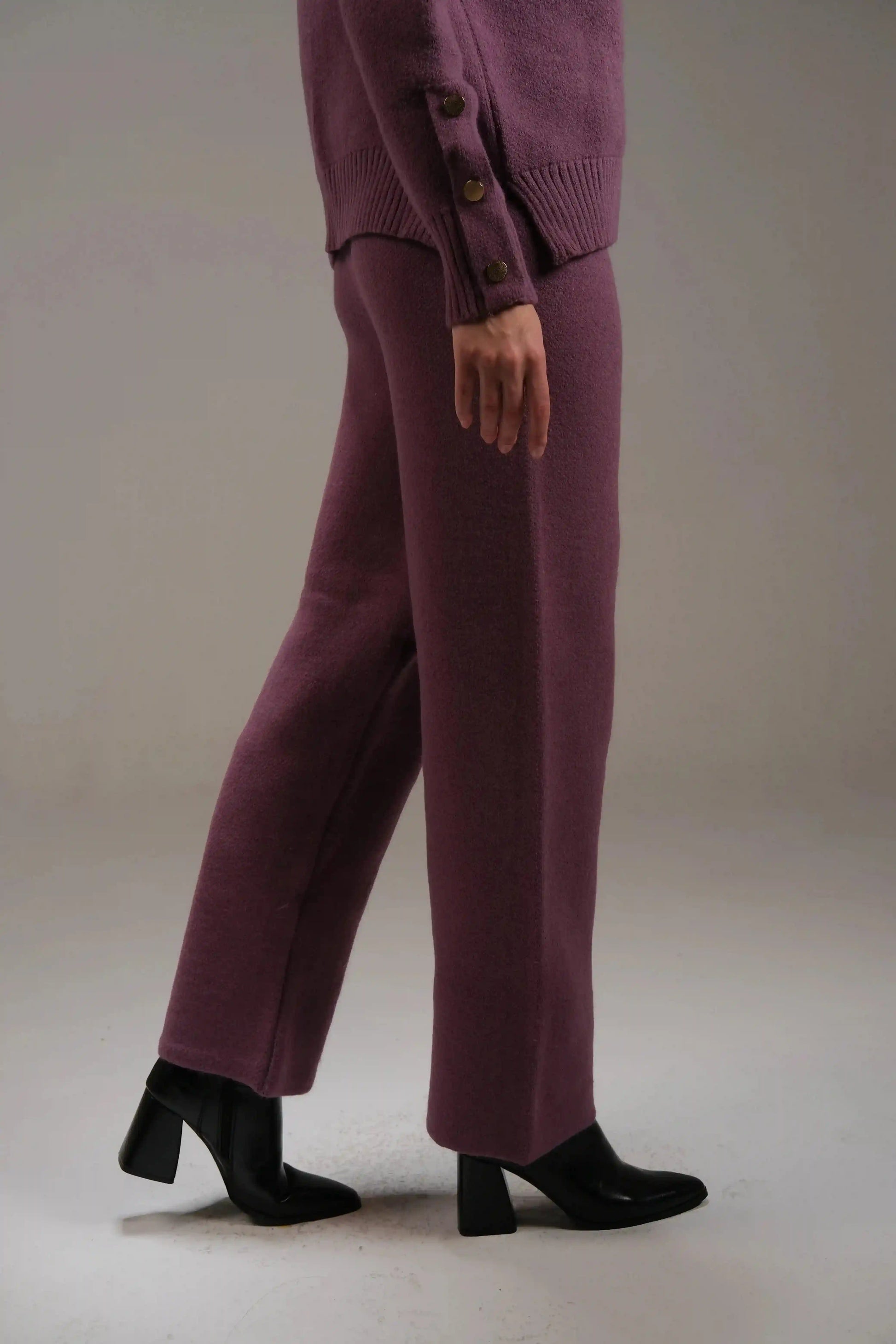 Knitted Cotton Trousers in Purple - A&Suz