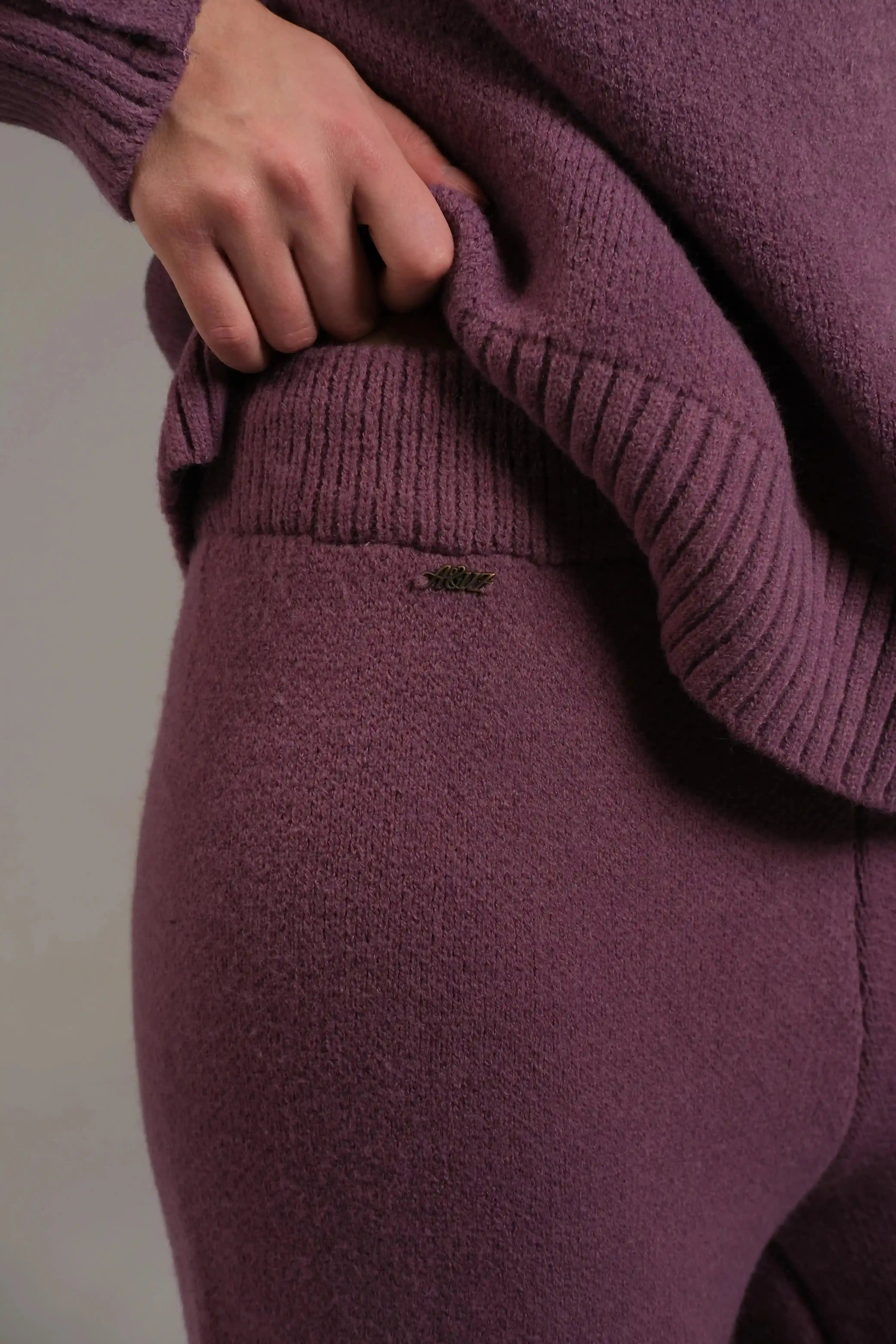 Knitted Cotton Trousers in Purple - A&Suz