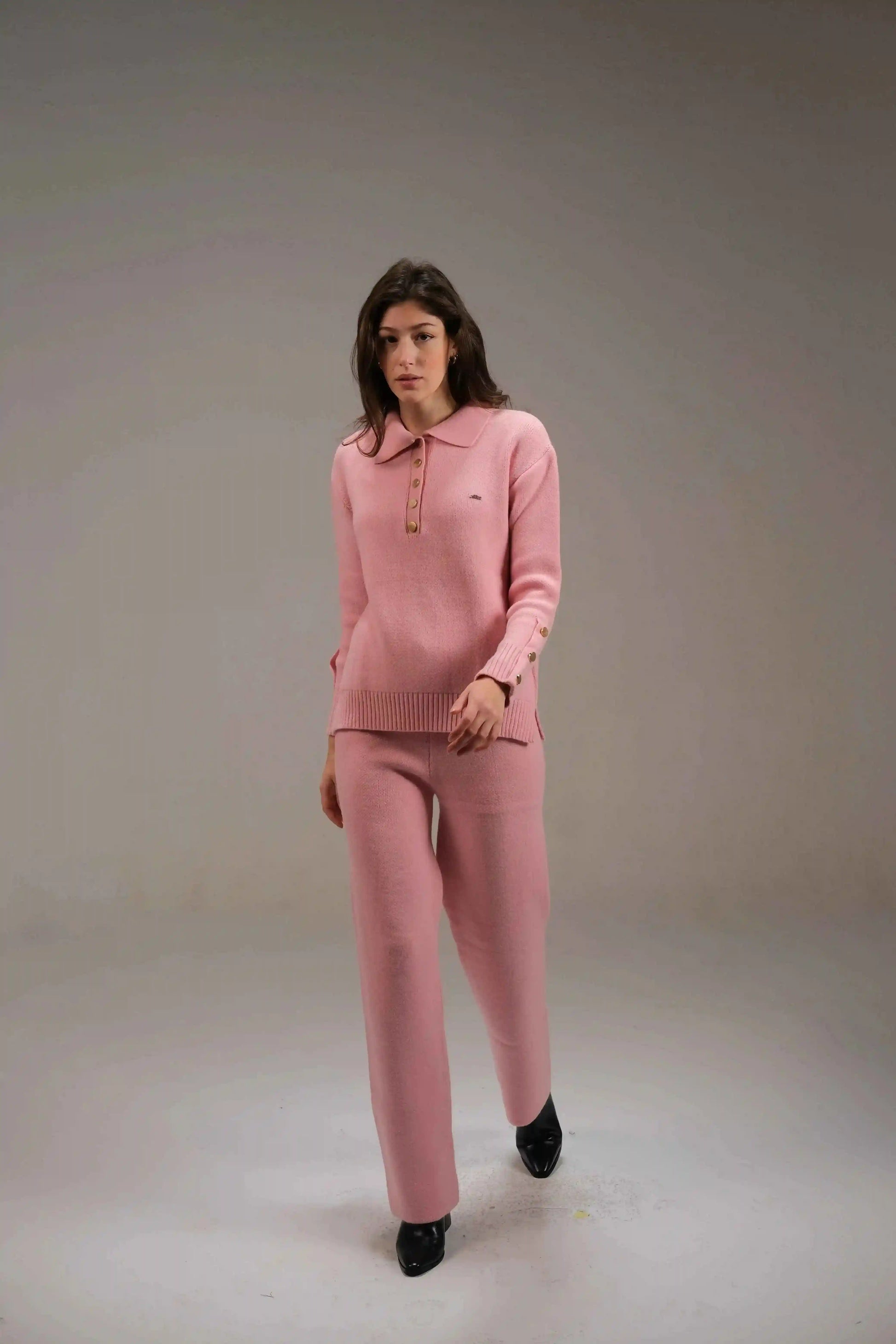 Knitted Cotton Trousers in Pink - A&Suz