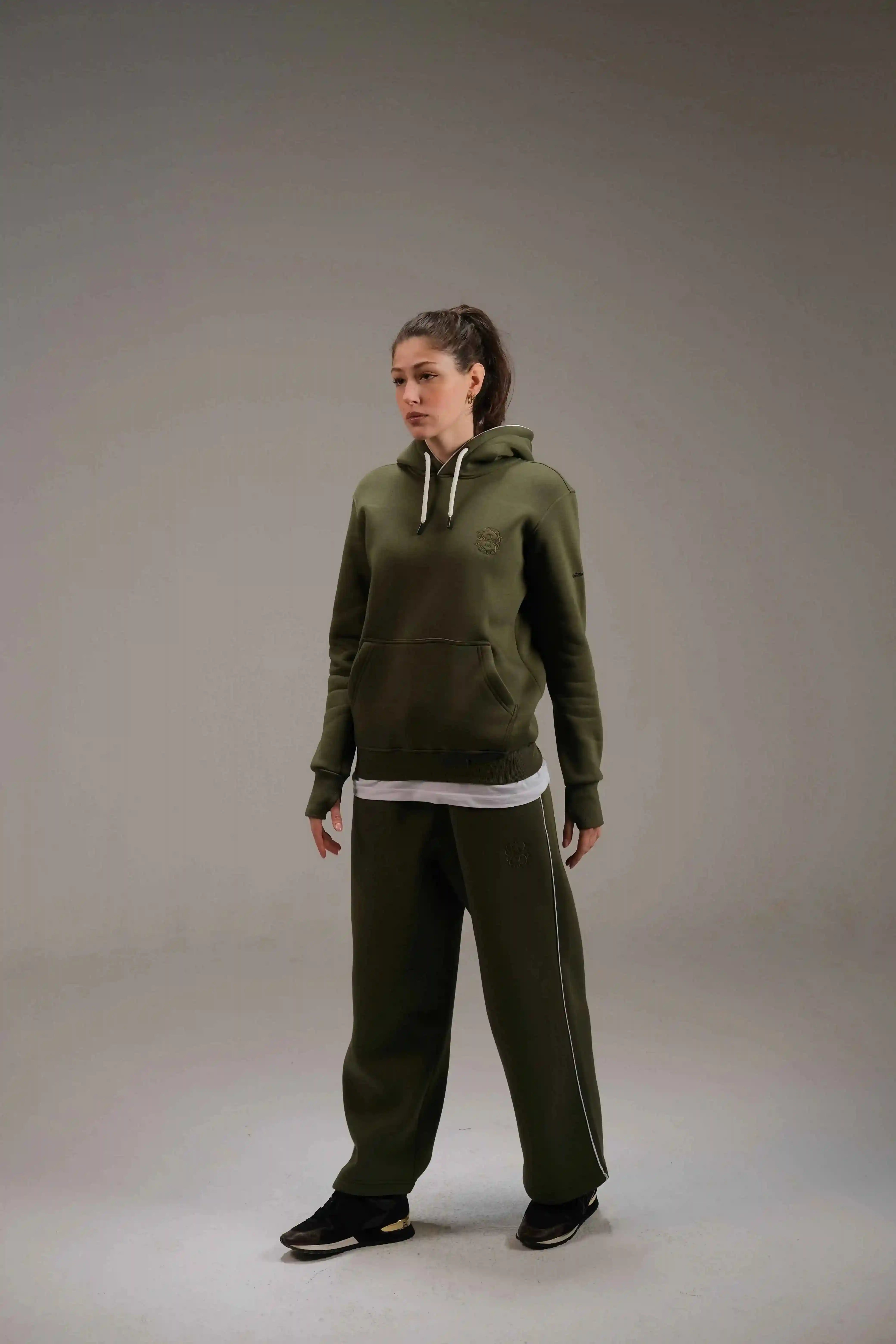 Melton Hoodie in Olive Green - A&Suz