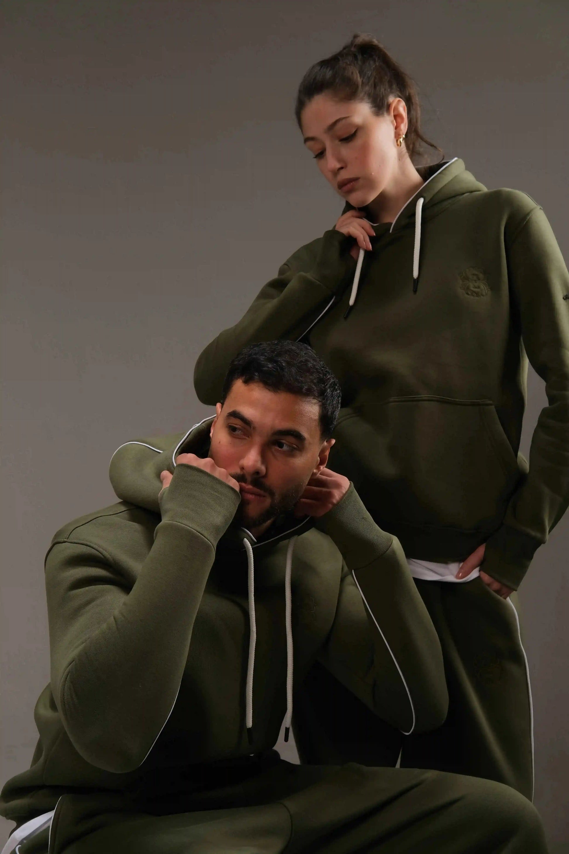 Melton Hoodie in Olive Green - A&Suz