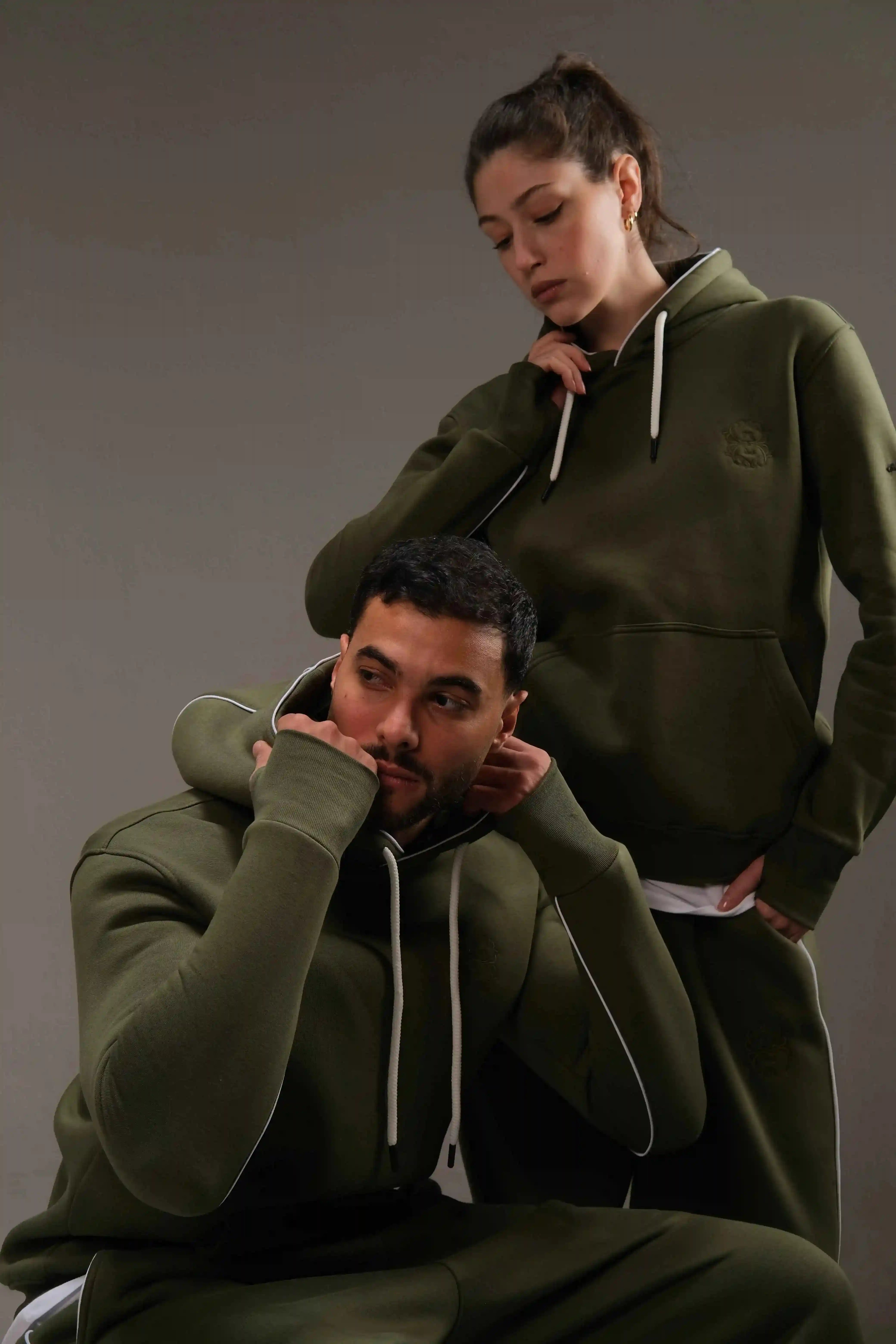 Melton Hoodie in Olive Green - A&Suz