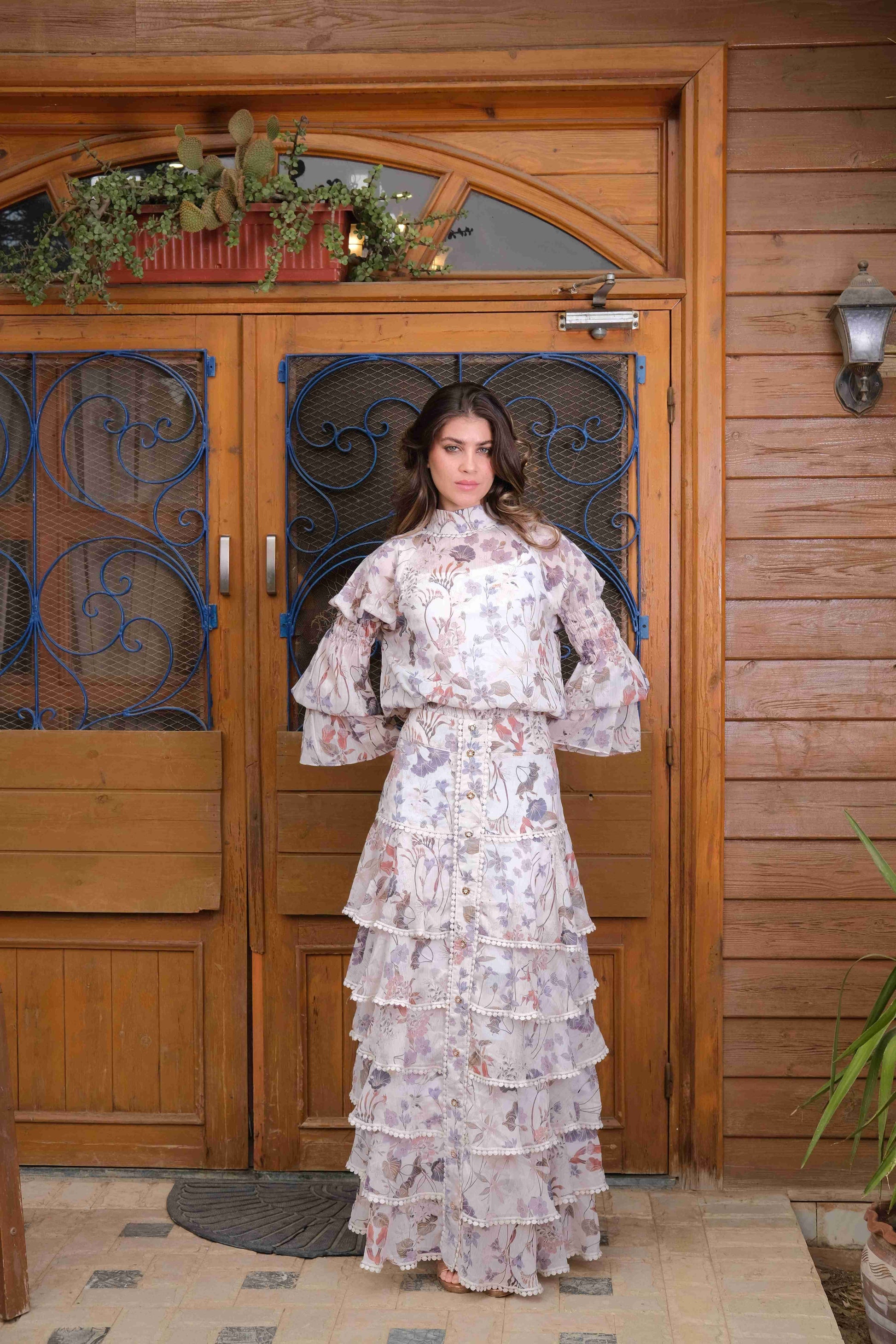 Cotton Chiffon Floral Skirt - A&Suz