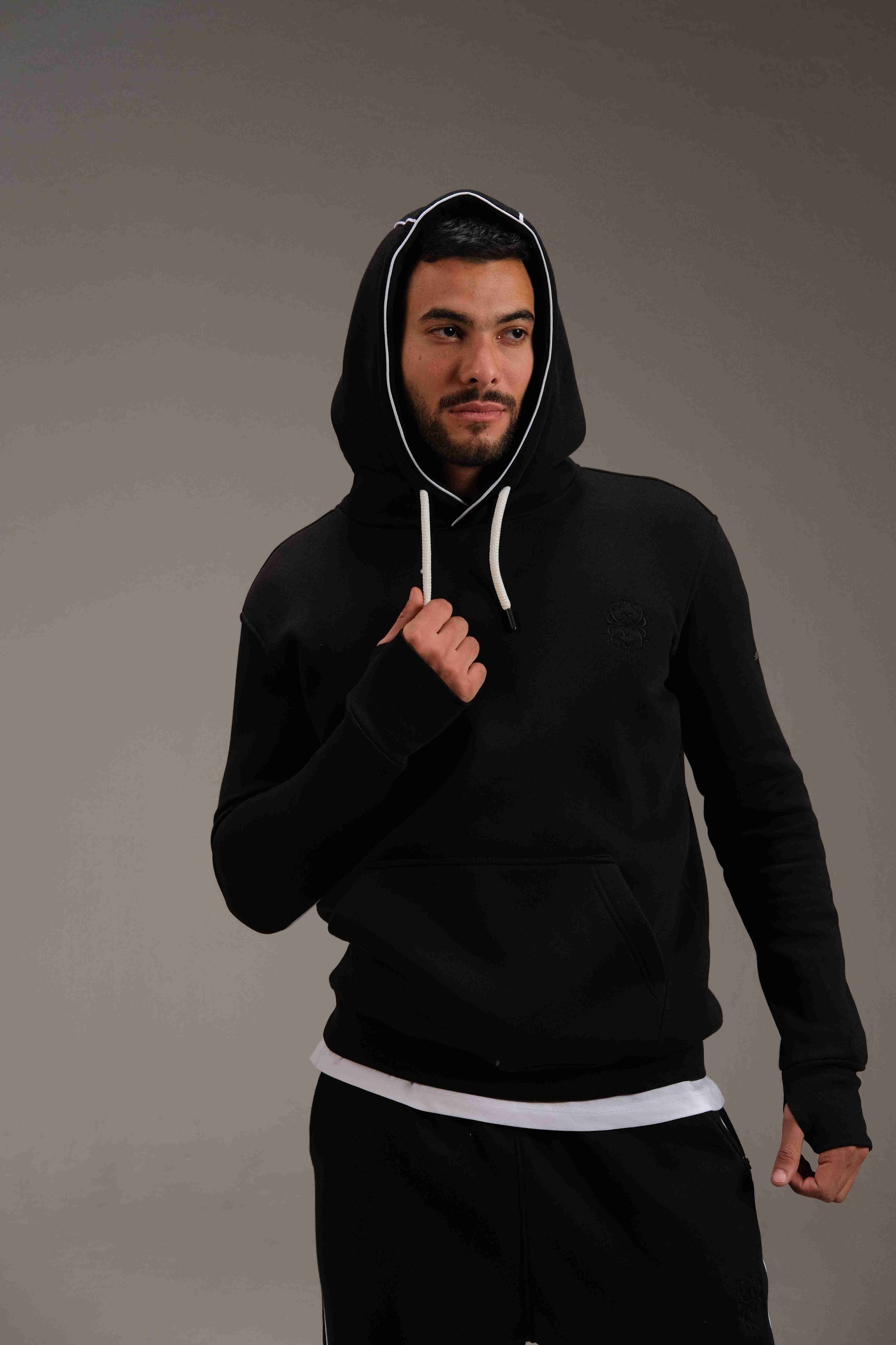 Melton Hoodie in Black - A&Suz
