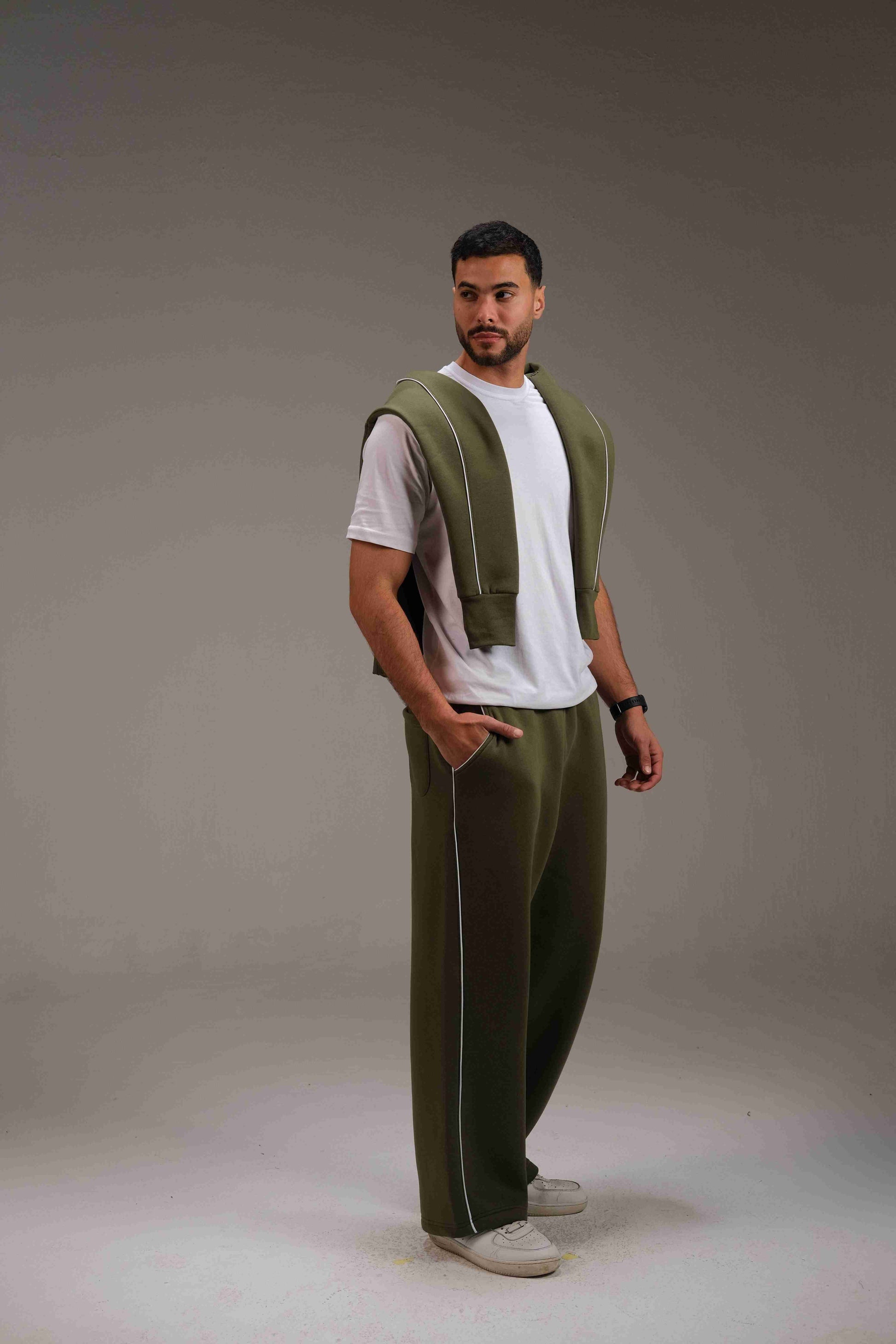 Melton Sweatpants in Olive Green - A&Suz